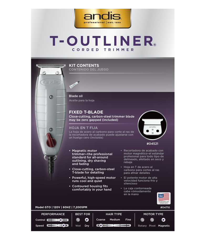 Recortadora de cuchillas en T Andis T-Outliner® 